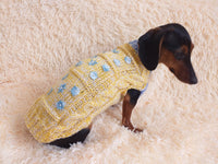 Ukrainian style clothes yellow blue sweater with flowers for a small dog