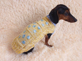 Ukrainian style clothes yellow blue sweater with flowers for a small dog