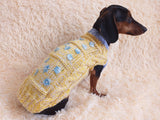 Ukrainian style clothes yellow blue sweater with flowers for a small dog