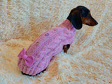 Sweater for dog pink with a bow dachshundknit