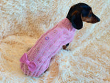 Sweater for dog pink with a bow dachshundknit