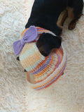 Panama hat summer for dog with bow, summer accessory for dog knitted panama