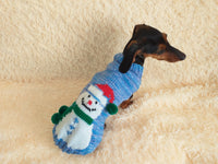 Christmas sweater with snowman for dog dachshundknit