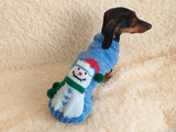 Christmas sweater with snowman for dog dachshundknit