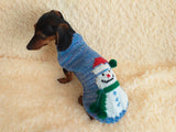 Christmas sweater with snowman for dog dachshundknit