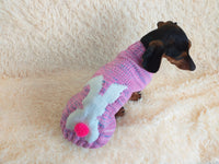 Sweater with rabbit with pompom for dog, Easter sweater with rabbit for dachshund dachshundknit