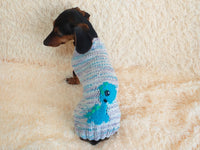 Christmas sweater with dinosaur for dog dachshundknit