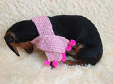 Knitted scarf for dog with pompons dachshundknit
