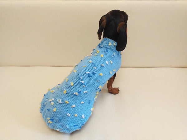 Exclusive sweater for a dog with butterflies and flowers, clothes sweater for a dachshund with flowers and butterflies