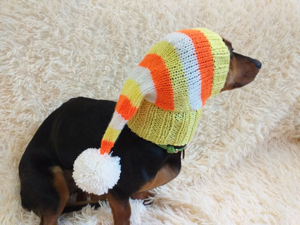 Candy Corn Dog Hat,hat for dog popcorn, halloween hat for dog Candy Corn, hat for dachshund Candy Corn dachshundknit