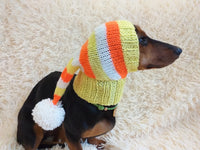 Candy Corn Dog Hat,hat for dog popcorn, halloween hat for dog Candy Corn, hat for dachshund Candy Corn dachshundknit