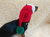 Christmas hat elf with pom-poms for dachshund or small dog dachshundknit