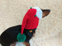 Christmas hat elf with pom-poms for dachshund or small dog dachshundknit