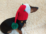 Christmas hat elf with pom-poms for dachshund or small dog dachshundknit