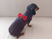 Christmas sweater with bow for dachshund or small dog dachshundknit