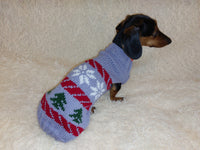 Christmas Pet Sweater with Snowflakes and Trees,Dachshund dog Christmas Outfit Clothes dachshundknit