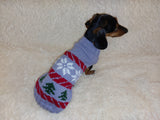 Christmas Pet Sweater with Snowflakes and Trees,Dachshund dog Christmas Outfit Clothes dachshundknit