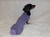 Sweater with pompom for dachshund puppy or small dog knitted of angora wool handmade. dachshundknit