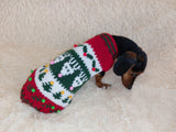 Christmas Pet Sweater with Reindeer, Snowflakes and Trees,Dachshund Dog Christmas Outfit Clothes dachshundknit