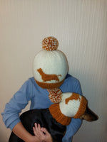 Dachshund pet beanies with matching owner's beanies, dachshund and me beanies, mum and pet beanies dachshundknit