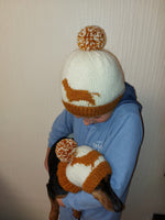 Dachshund pet beanies with matching owner's beanies, dachshund and me beanies, mum and pet beanies dachshundknit