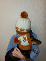 Pet paw beanies with matching owner's beanies, dachshund and me beanies, mum and pet beanie dachshundknit