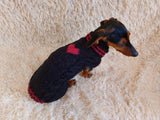 Dog jumper heart, sweater heart for dachshund dachshundknit