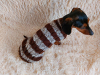 Wool warm pets striped sweater with arana ,warm clothes for mini dachshund dachshundknit