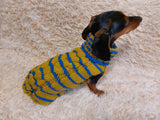 Knitted striped dog sweater, dog clothes knitted wool handmade sweater, striped dog jumper dachshundknit