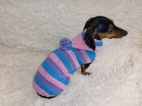 Striped sweatshirt for pets, hoodie for dogs, striped hoodie for dachshund dachshundknit