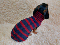 Wool winter striped pet jumper, dog sweater, dog clothes, dachshund warm vest dachshundknit