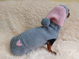 Gray sweatshirt with pink heart, dog heart sweatshirt, dachshund heart jumper dachshundknit