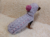 Festive outfit for a dachshund pink hoodie with beads dachshundknit