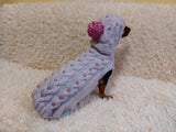 Festive outfit for a dachshund pink hoodie with beads dachshundknit