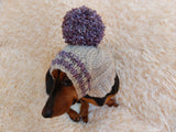Pet clothes winter warm wool snood hat for small dogs with pompom, pet gift, dog gift dachshundknit