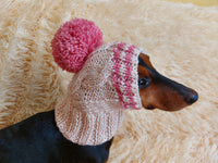 Pet clothes winter warm wool snood hat for small dogs with pompom, pet gift, dog gift dachshundknit