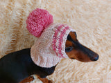 Pet clothes winter warm wool snood hat for small dogs with pompom, pet gift, dog gift dachshundknit