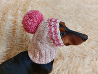 Pet clothes winter warm wool snood hat for small dogs with pompom, pet gift, dog gift dachshundknit