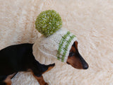 Pet clothes winter warm wool snood hat for small dogs with pompom, pet gift, dog gift dachshundknit