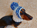 Pet clothes winter warm wool snood hat for small dogs with pompom, pet gift, dog gift dachshundknit