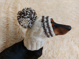 Pet clothes winter warm wool snood hat for small dogs with pompom, pet gift, dog gift dachshundknit