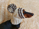 Pet clothes winter warm wool snood hat for small dogs with pompom, pet gift, dog gift dachshundknit