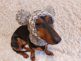 Clothes warm for pets wool hat snood with two pom poms, gift for pet dogs hat with pom poms dachshundknit