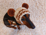 Clothes warm for pets wool hat snood with two pom poms, gift for pet dogs hat with pom poms dachshundknit