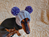 Hat winter pet wool with pompoms,clothes warm hat for dog dachshundknit