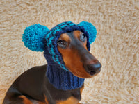 Hat winter pet wool with pompoms,clothes warm hat for dog dachshundknit