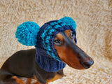 Hat winter pet wool with pompoms,clothes warm hat for dog dachshundknit