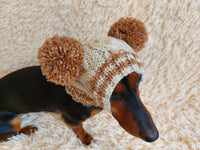 Hat winter pet wool with pompoms,clothes warm hat for dog dachshundknit