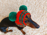 Hat winter pet wool with pompoms,clothes warm hat for dog dachshundknit