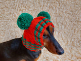 Hat winter pet wool with pompoms,clothes warm hat for dog dachshundknit